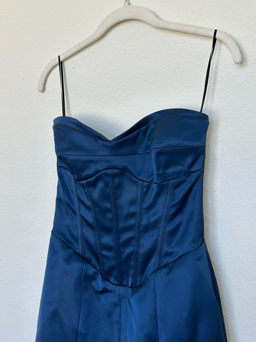 Reformation Pacie Strapless Mini Dress in Danube Navy Blue - Picture 6 of 10